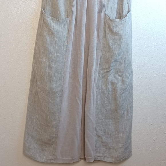 Crea Concept Lagenlook Boho Contemporary Artsy Linen Cotton Contrast Midi Dress - Picture 5 of 10